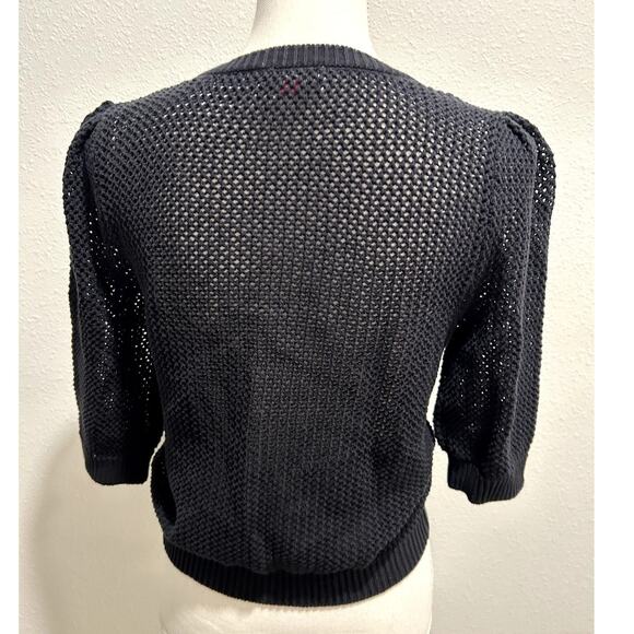 Vince Camuto Womens Cardigan Sweater Puff-Sleeve Rich Black Size XS - Picture 4 of 6